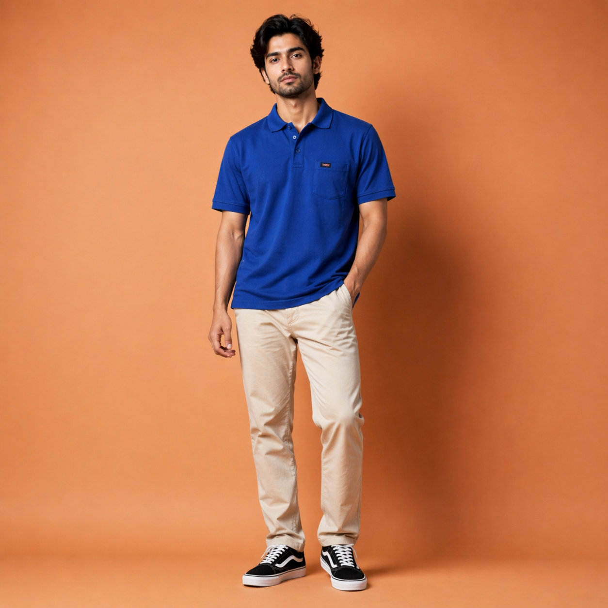 Men's Solid Cotton Half Sleeve Collared Polo T-Shirt - Image 2