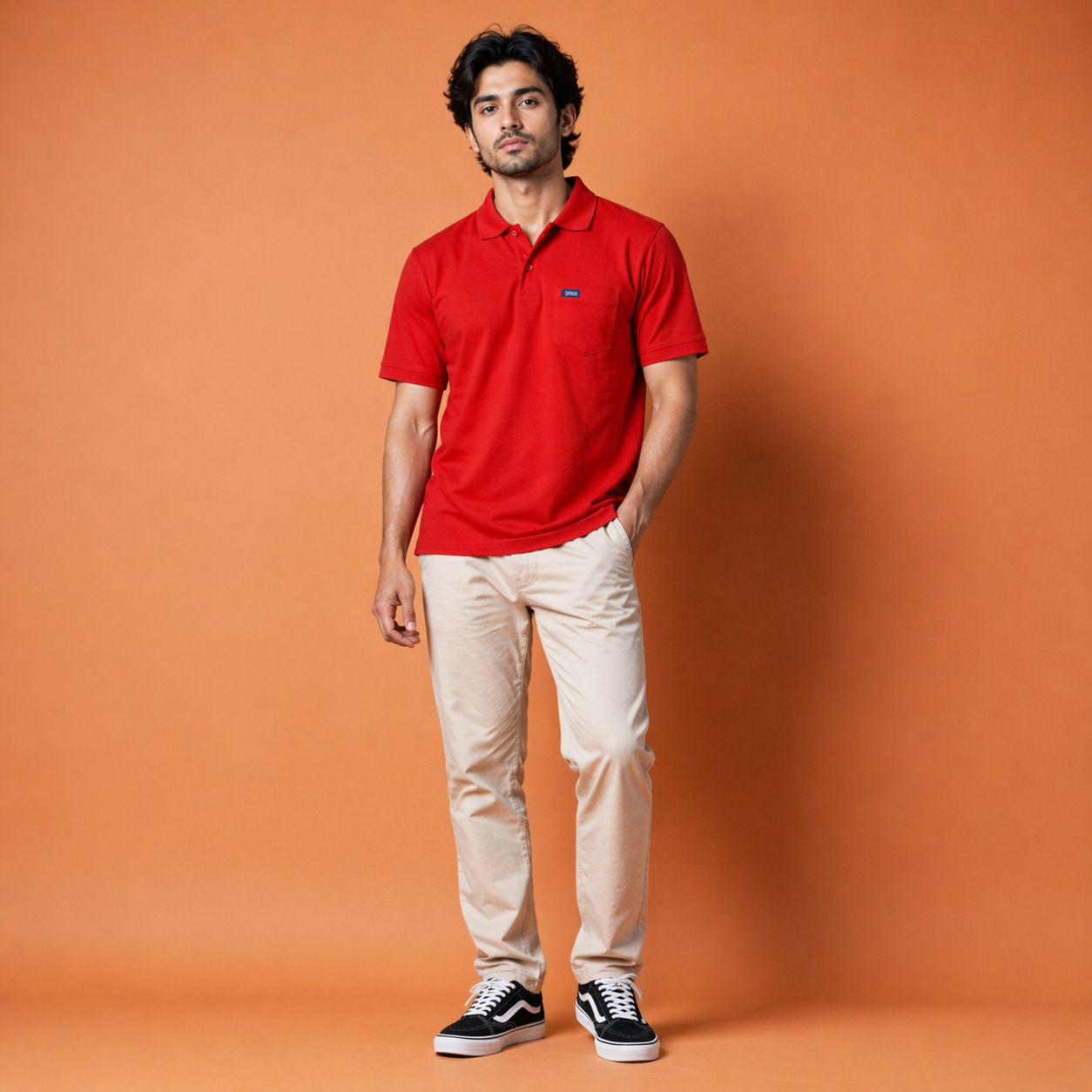 Men's Solid Cotton Half Sleeve Collared Polo T-Shirt - Image 4