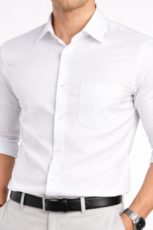 Men’s White Formal Shirt | 100% Giza Cotton Shirt | Slim Fit Formal & Office Wear Shirt for Men