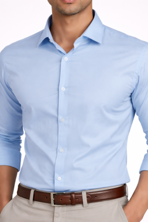 Men’s Blue Formal Shirt | 100% Giza Cotton Shirt | Slim Fit Formal & Office Wear Shirt for Men