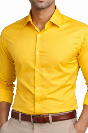 Men’s Yellow Formal Shirt | 100% Giza Cotton Shirt | Slim Fit Formal & Office Wear Shirt for Men