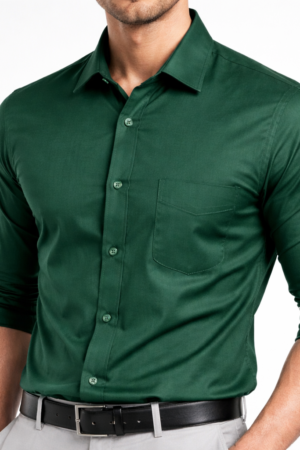 Men’s Green Formal Shirt | 100% Giza Cotton Shirt | Slim Fit Formal & Office Wear Shirt for Men